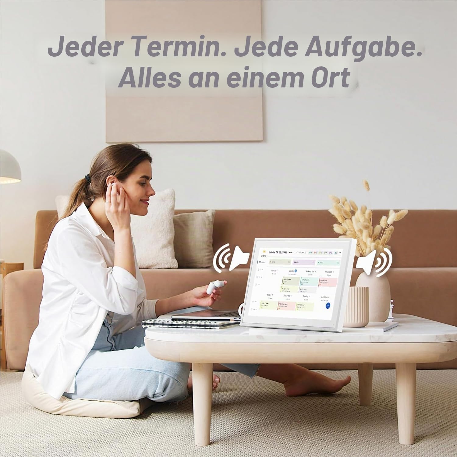 Digitaler Kalender, 10.1 Zoll Elektronischer kalender mit Fotos für Videofreigabe, Digitale Planer mit Tischständer, Intelligenter Familie/Büro/Schule/Veranstaltungspläne