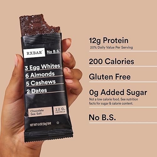 Vista 16 de RXBAR Barras de proteínas, 0.44 onzas de proteína, aperitivos sin gluten, sal marina de chocolate (6 cajas, 30 barras)