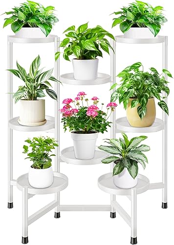 Soporte alto para plantas de 8 niveles para interiores, soportes escalonados para plantas al aire libre para múltiples plantas, soporte plegable de