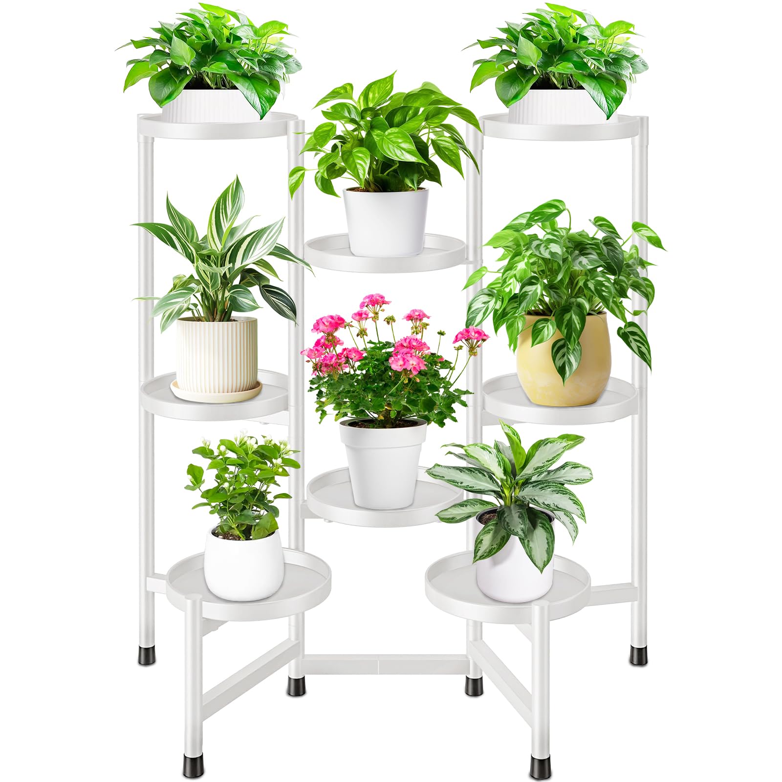 KHayRovies Étagère à Plantes 8 Niveaux - Support Métal Blanc Pour Pots - Maison, Balcon, Jardin