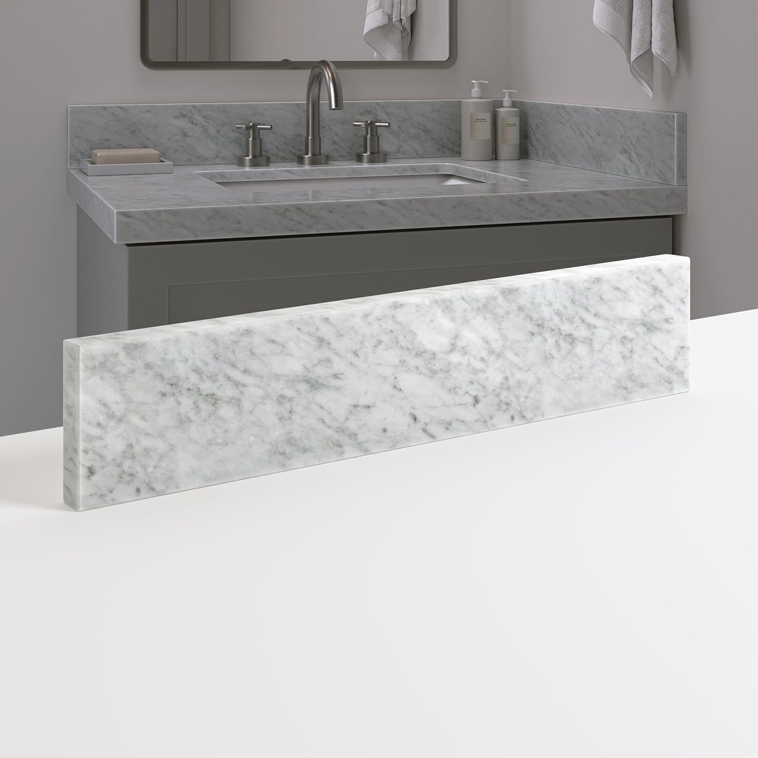 DKB 22"x4" Carrara White Marble Sidesplash for Vanity – Timeless Beauty