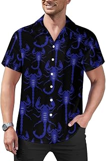 Space Scorpio Mens Shirts Hawaiian Short Sleeved Cuban Collar Graphic Tees Tops