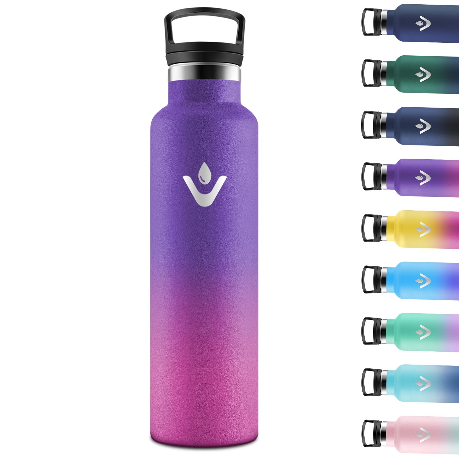 Motswedi Borraccia Termica 1 litro, Doppia Parete, Bottiglia Termica, a Prova di Perdite, Borraccia con Cannuccia, Acciaio Inox, Borracce Termiche, per Palestra, Outdoor, Campeggio, Viola & Rosa