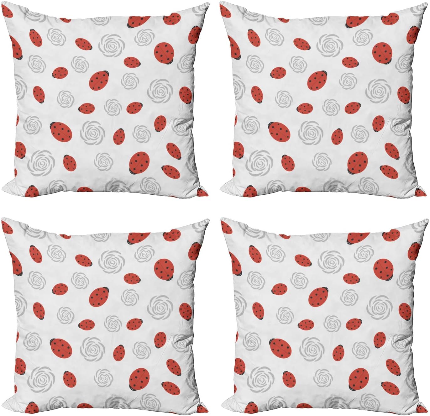 Ambesonne Compass Throw Pillow Cover Set of 4, World Map Pattern with Aged Background Maritime Directions Continents, Square Cushion Covers Decor for Bed Couch Sofa, 16"x16", Black Grey Tan