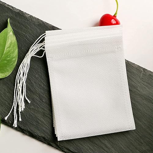 Miniatura 4 de Yzurbu 100 piezas bolsas para café en frío, 6'' x 8'' bolsa de filtro desechable sin desorden con cordón para café molido y té helado