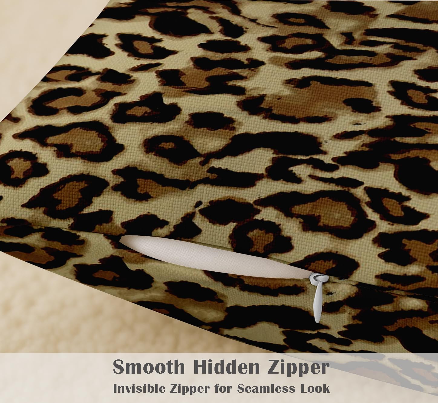 Cotton Cushion Covers Set of 4-16x16 Inch, Animal Skin Print, Double-Sided Printed Throw Pillow Covers with Hidden Zipper - No Filler - Black