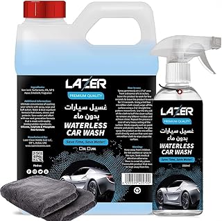 Waterless Car Wash 5Liter Gallon (500Ml) Free Spray Btl & 2Microfiber Towel Easy Detailing – No Soap Or Water Needed Just Wipe - Safe For Cars