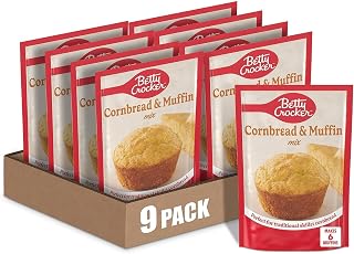 Betty Crocker Cornbread & Muffin Mix 6.5 oz Pack of 9 - Easy Fluffy Homemade Cornbread Muffins