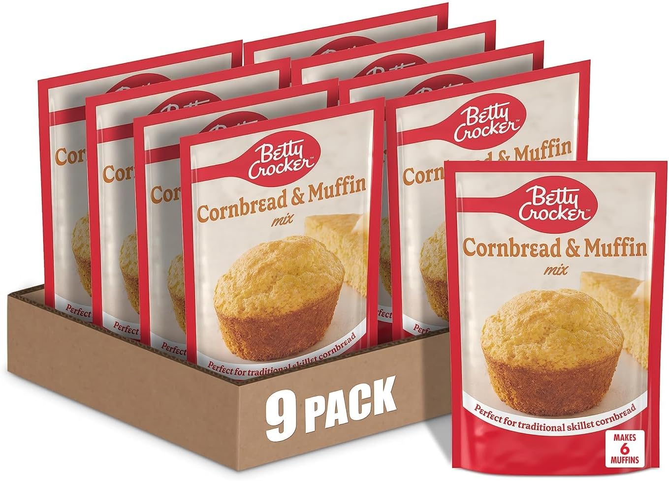 Betty Crocker Cornbread and Muffin Baking Mix, 6.5 oz. (Pack of 9)
