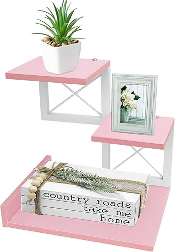 ELITEROO Estante de escritorio, organizador estético de escritorio, mini estantería de mesa, 3 niveles de suministros de escritorio de madera,