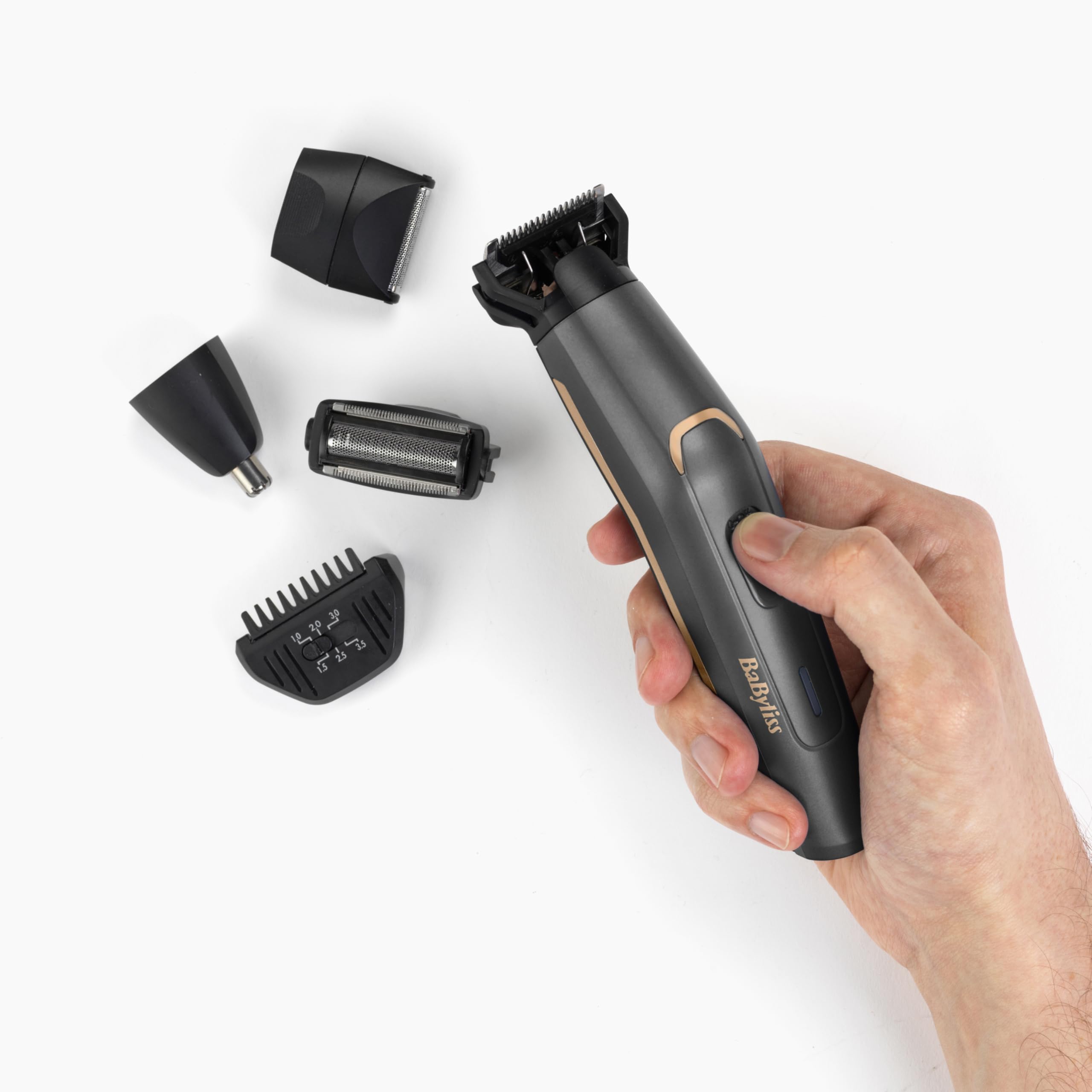 BaByliss - MT987E - Tondeuse multi-usages Graphite Precision 12 en 1- Sans fil - Lame en graphite ultra-durable - Waterproof - Pour entretenir visage et corps avec un seul appareil