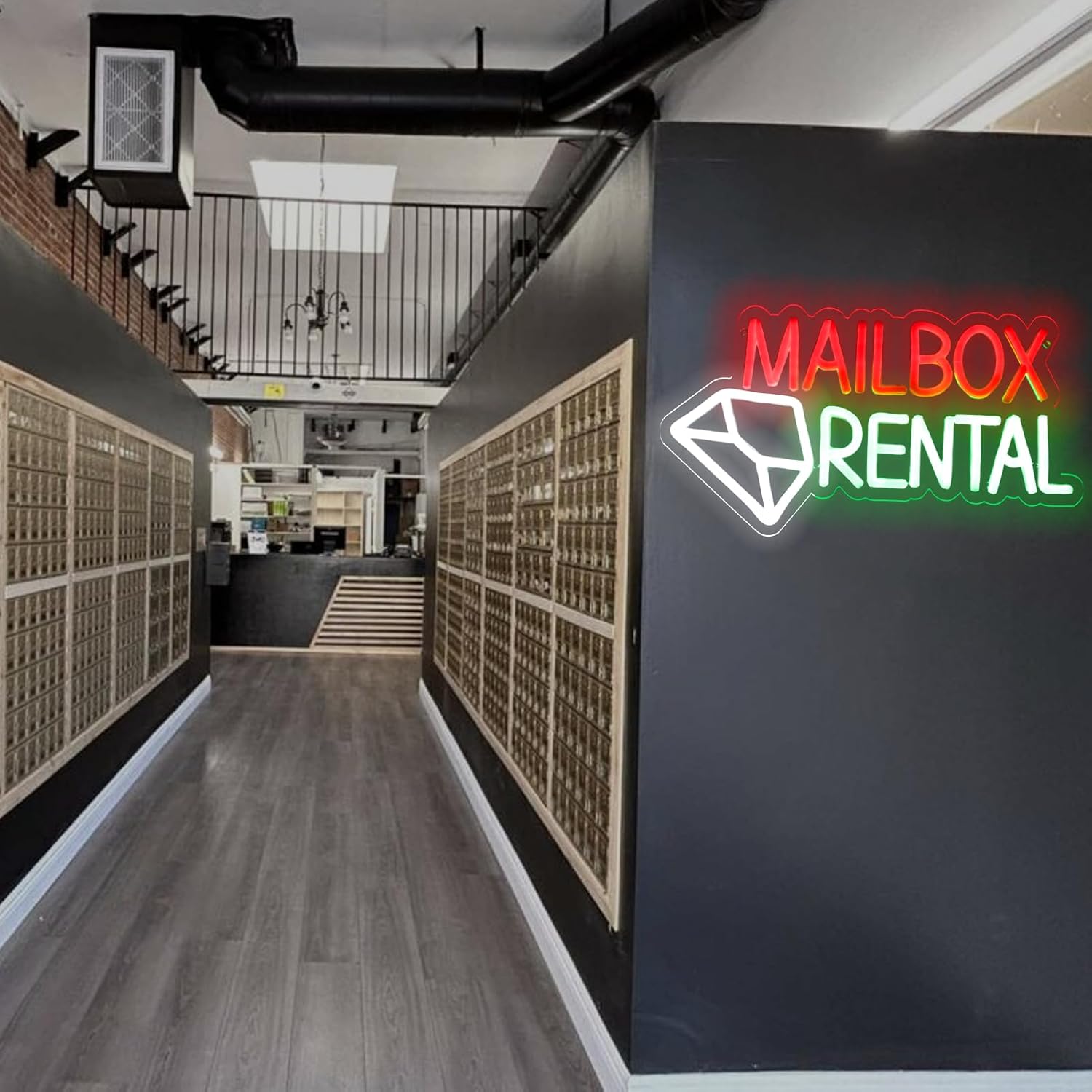 Mailbox Rental Neon Sign for The Wall Decor, Dimmable Mail Box Rental Shop Store Office illuminated Display LED Light, Red and Green Neon Lights for Mail Box Shop (Red)