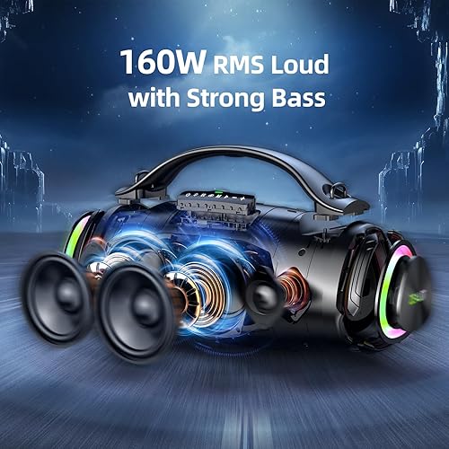 Miniatura 2 de ZEALOT Altavoz Bluetooth portátil 2025, altavoz RMS de 160 W inalámbrico Bluetooth, IPX6 impermeable, ruidoso36000 mahecualizaciónUSBTFAUX, gran