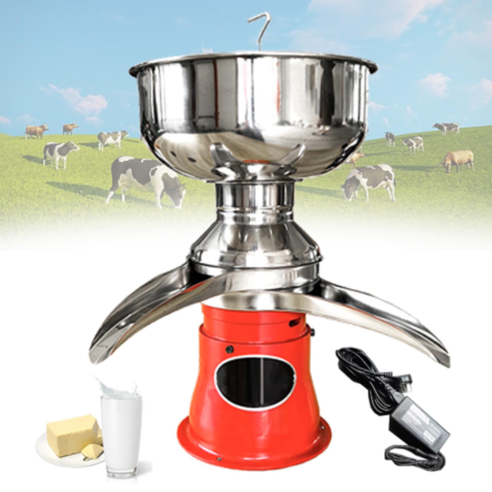 Separatore per crema di latte fresco, 50 l/h ad alta efficienza, converte il latte intero in latte scremato, ideale per capre e mucche, 10500 giri/min per una rapida elaborazione
