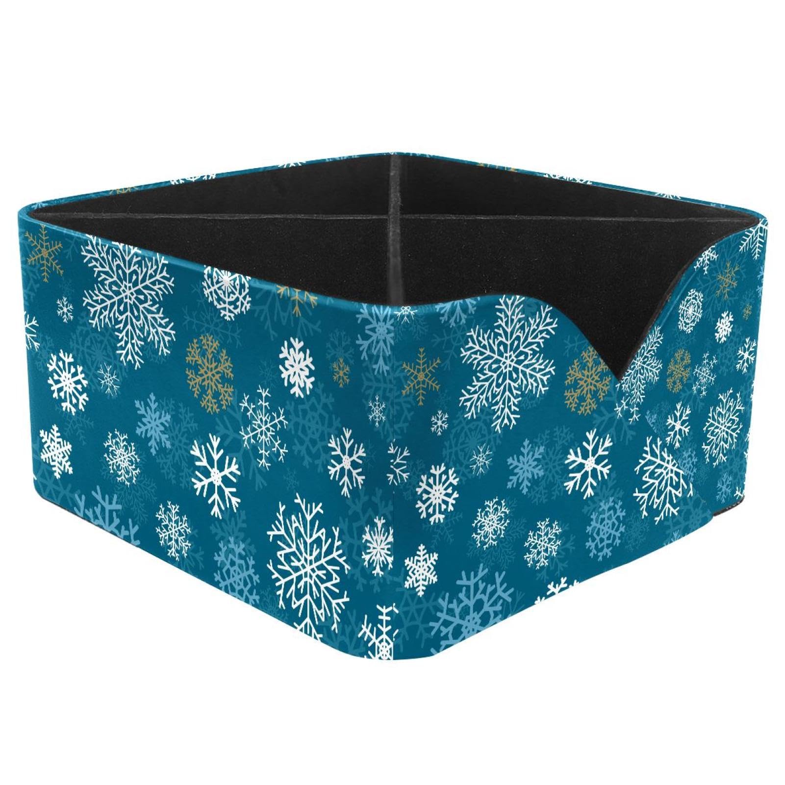 KengjuTesu Snowflakes Print Desktop Organizer Pen Holder, Rectangular Pencil Cup for Office, Study and Makeup Stations