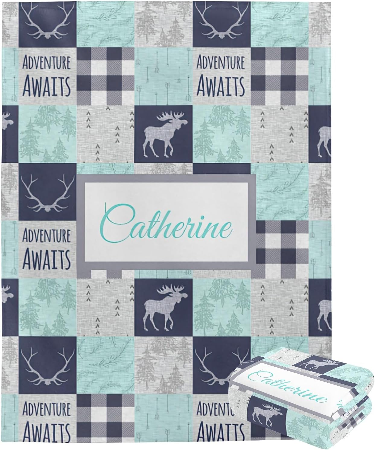 Personalized Blanket with Name Custom Baby Blanket for Boys Girls Kids Personalized Woodland Blanket Personalized Baby Boy Girl Gifts Soft Flannel Blanket