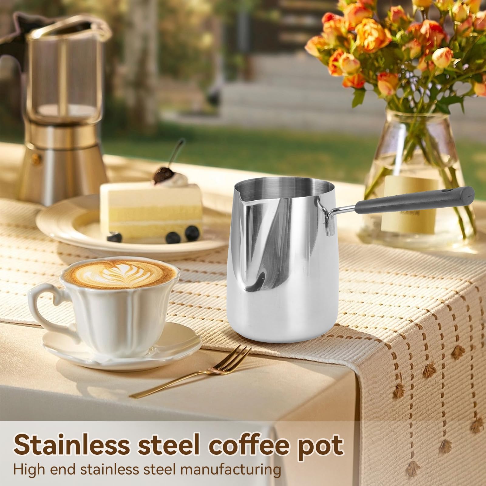 Turkish Coffee Pot, Milk Warmer for Coffee, Turkish Coffee Decanter Stainless Steel Espresso Decanter Turkish Warmer Coffee Pot(1000ML)