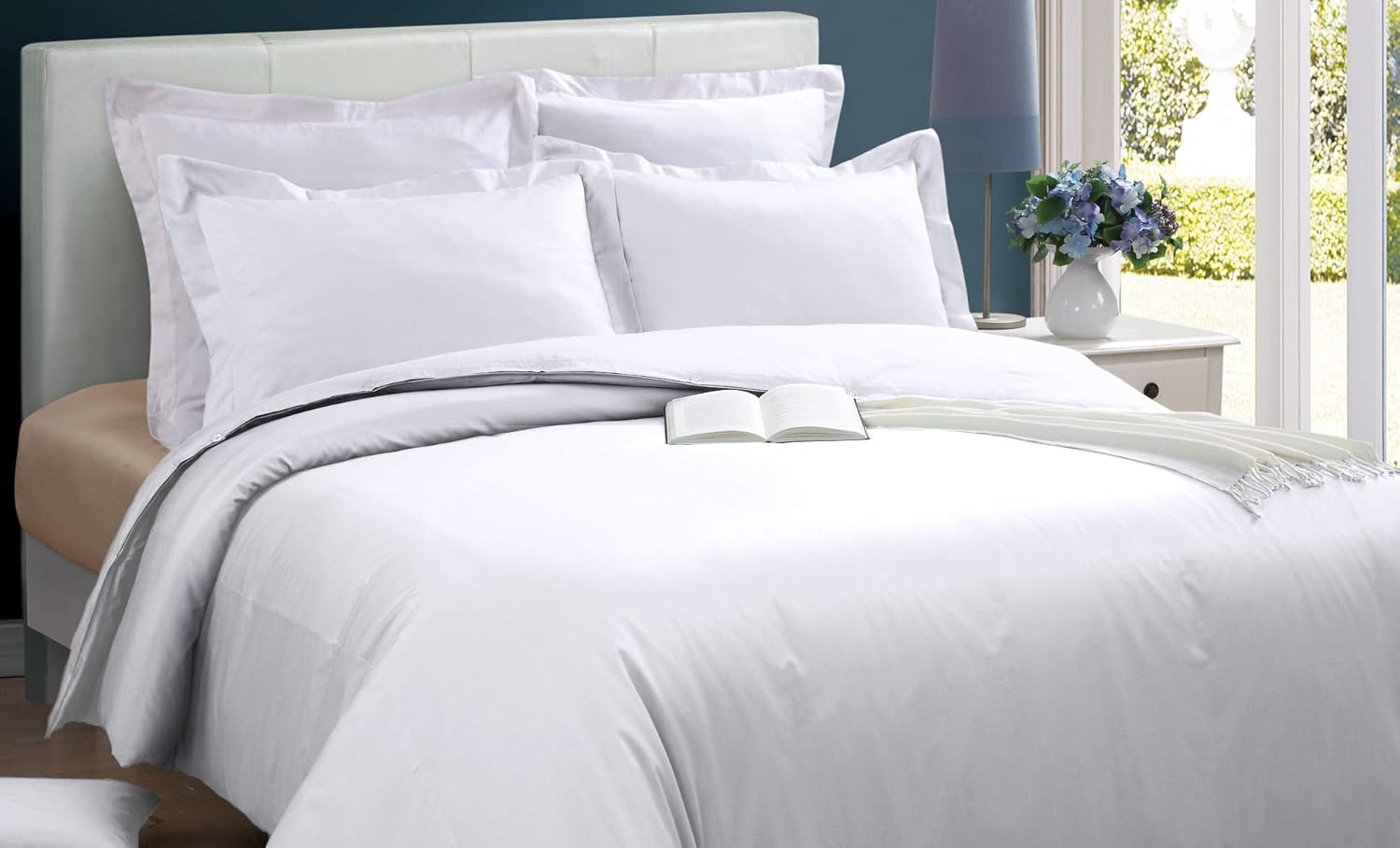 Blue Ridge Home Fashions Cotton 3 Piece Button Closure-Hypoallergenic-Machine Washable Duvet Cover Set, Full/Queen(88"x88"), Chocolate