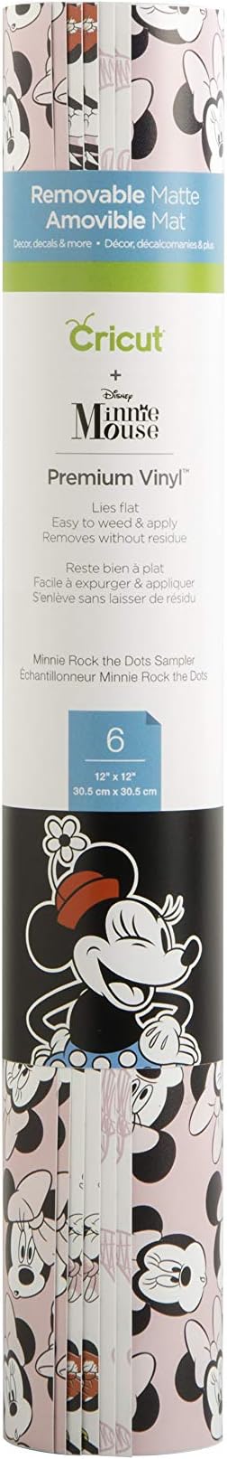 Cricut Premium Vinyl Patterned Sampler, Minnie Rocks The Dots – Removable