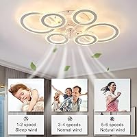 Vista 3 de 76CM Smart Ceiling Light with Fan DC Motor 6 Gear Reversible Bedroom Ceiling Fan with Lighting LED Dimmable Quiet Modern Living Room Lamp with Fan