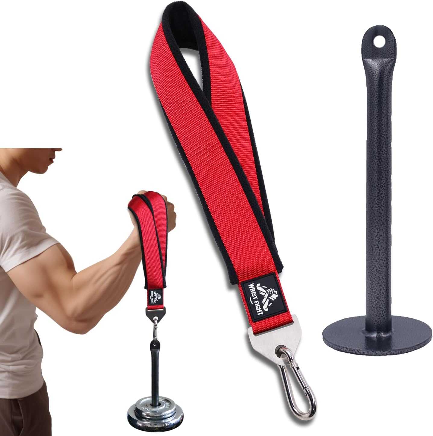 Heavy-Duty Arm Wrestling Strap for Pronation, Forearm, and Bicep Strength Training – Thick Webbing with Fleece Lining & Stainless Steel Triangular Buckle