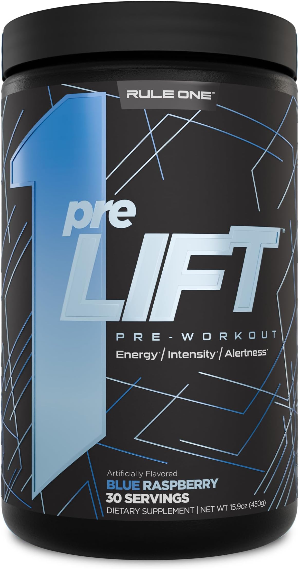 preLIFT Pre-Workout, 6g Citrulline, 3.2g Beta Alanine, 3 Caffeine Sources + 20 Others for Energy, Alertness, & Endurance (30 Servings, Blue Raspberry)