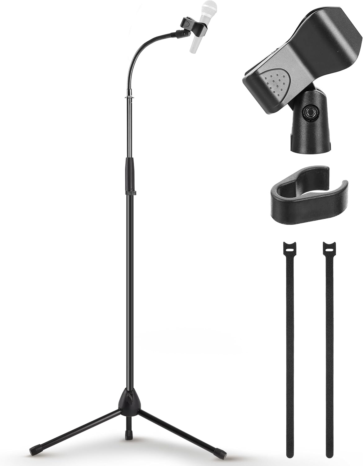 Pyle Square Base Gooseneck Microphone Stand with Mic Clip – Heavy Duty, Height Adjustable, 49.20″ to 76.38”, Solid Die-Cast Base, Studio & Concert Use, Universal 5/8” Adapter, Cable Clip Included Pyle Square Base Gooseneck Microphone Stand with Mic Clip – Heavy Duty, Height Adjustable, 49.20″ to 76.38”, Solid Die-Cast Base, Studio & Concert Use, Universal 5/8” Adapter, Cable Clip Included