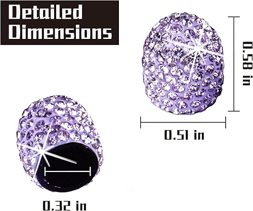 Miniatura 3 de JUSTTOP - Juego de 4 tapas en cristal para los cierres de las válvulas de las llantas de tu automóvil, hechas a mano, en forma de diamantes de