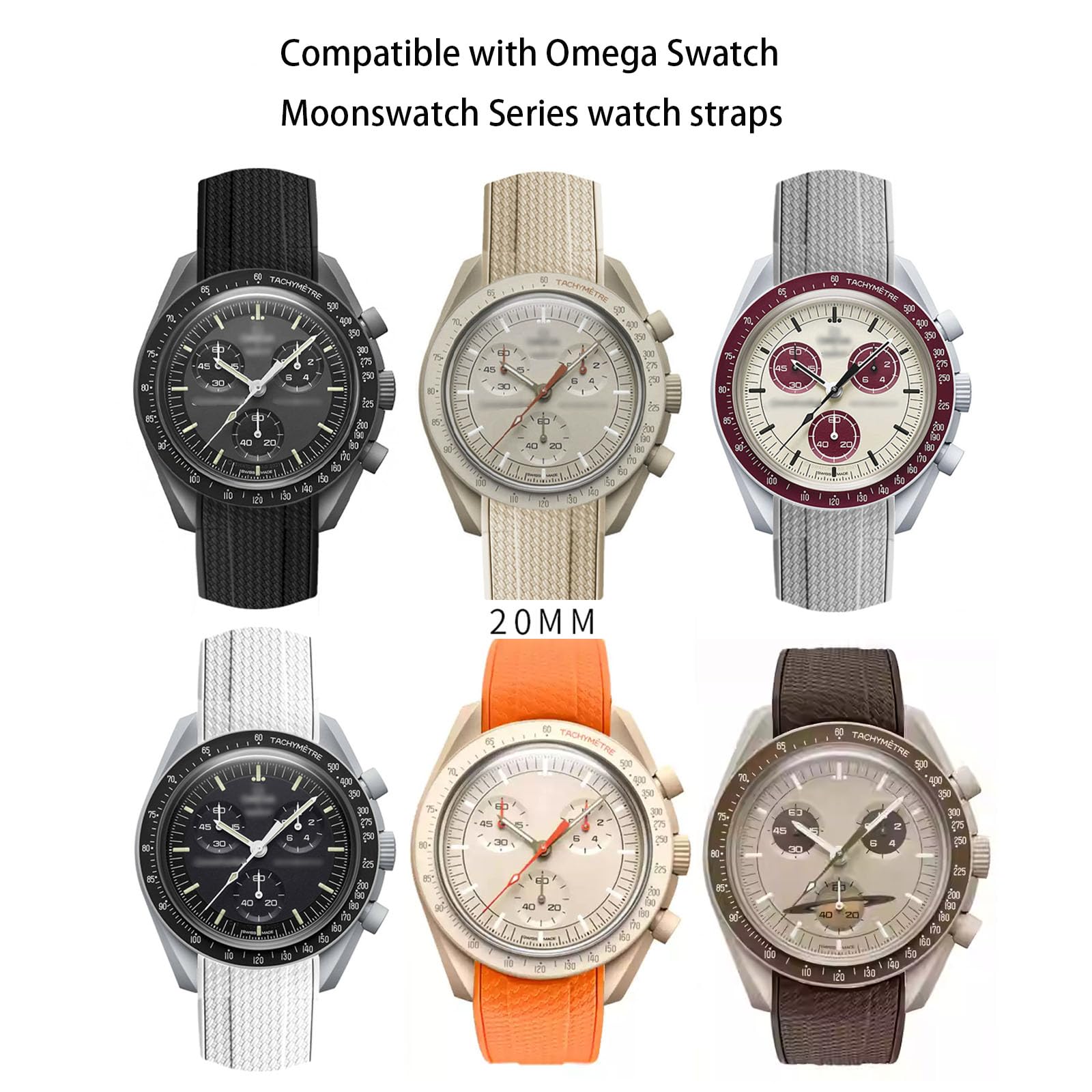Correa de reloj para reloj Moonswatch, 20 mm, extremo curvado, estilo de tejido, caucho de silicona premium, correa de repuesto de goma de silicona, compatible con Omega XSwatch Moonswatch — view 7