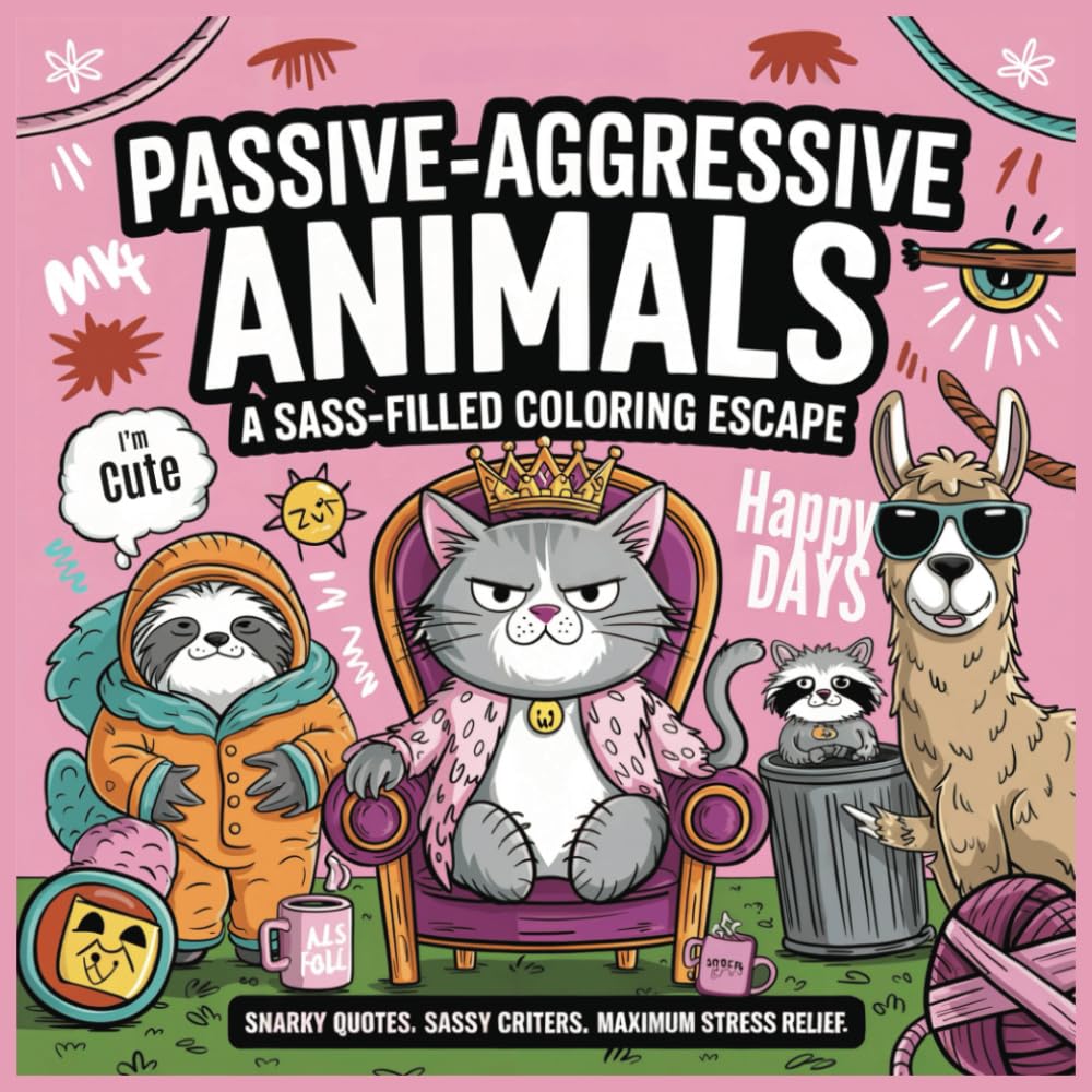 Passive Aggressive Animals Coloring Fun: A Sass-Filled Coloring Book for Adults And Teens. Easy And Simple Designs For Relaxation