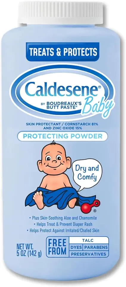 Caldesene Dry &amp; Comfy Baby Powder with Zinc Oxide &amp; Cornstarch, Free from Talc &amp; Preservatives, 5 Oz., Pack of 6 [Amazon-developed Certification] Compact by Design