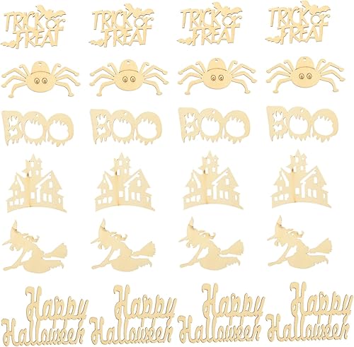 600 piezas de chips de madera de Halloween, artes y manualidades para niños, etiquetas de madera, adornos de madera, adorno colgante de madera de