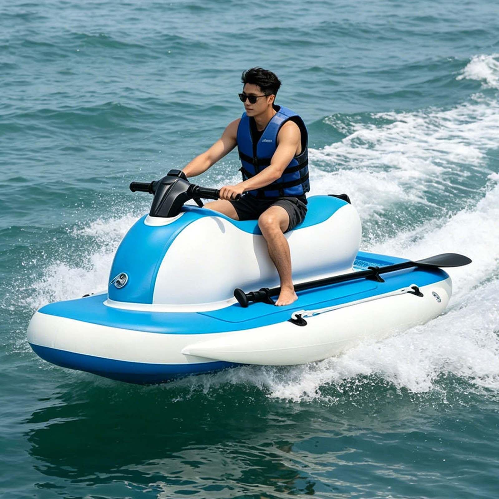 QFGain Motorized Foldable Inflatable Boat – Detachable 500W Underwater Thruster for Fishing & Recreation Boat+700W16A