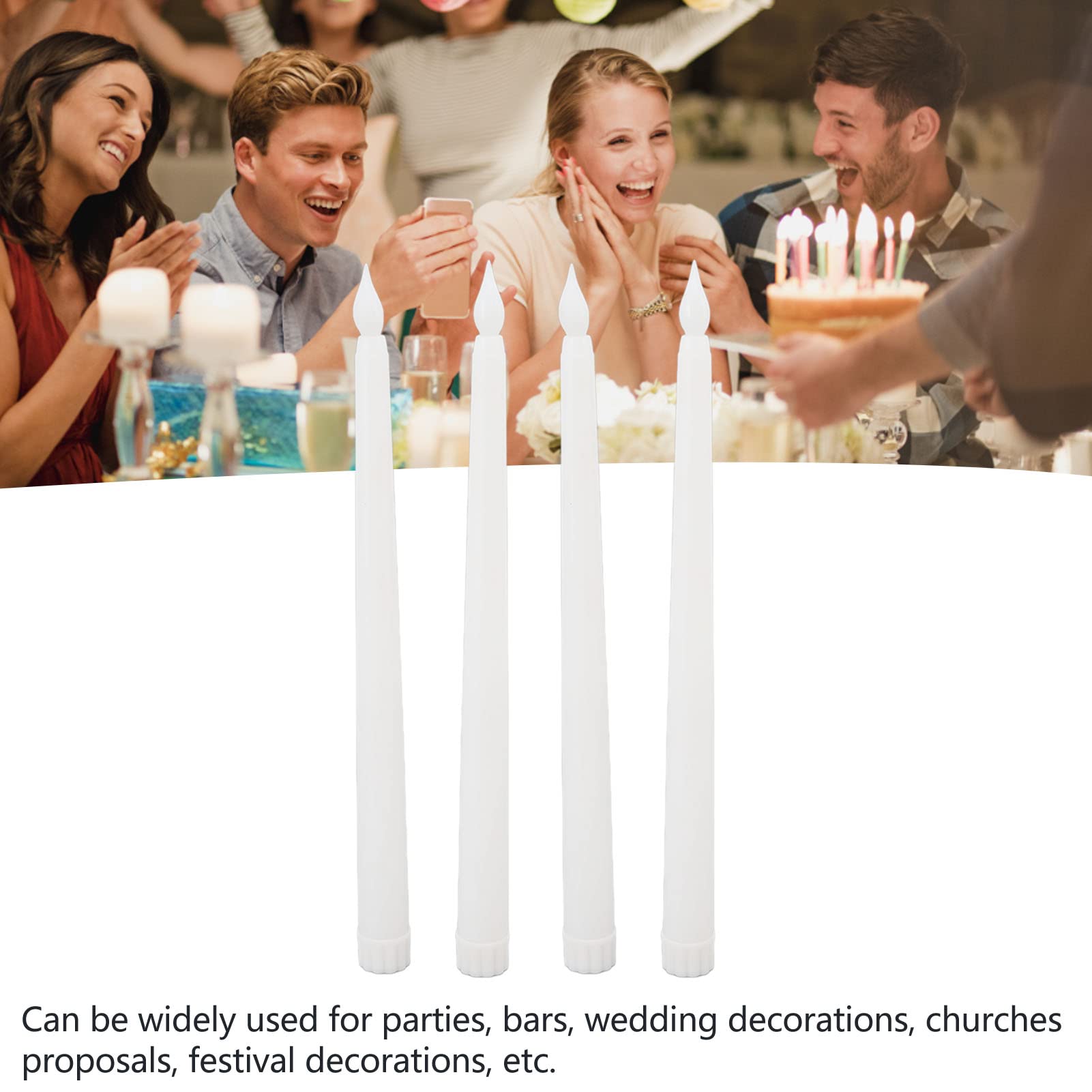 4 Stks 10 Inch Vlamloze Taper Kaarsen Lange LED Kaarsen Licht Batterij Aangedreven Elektrische LED Taper Kaars Warm Licht voor Kerst Vakantie Bruiloft