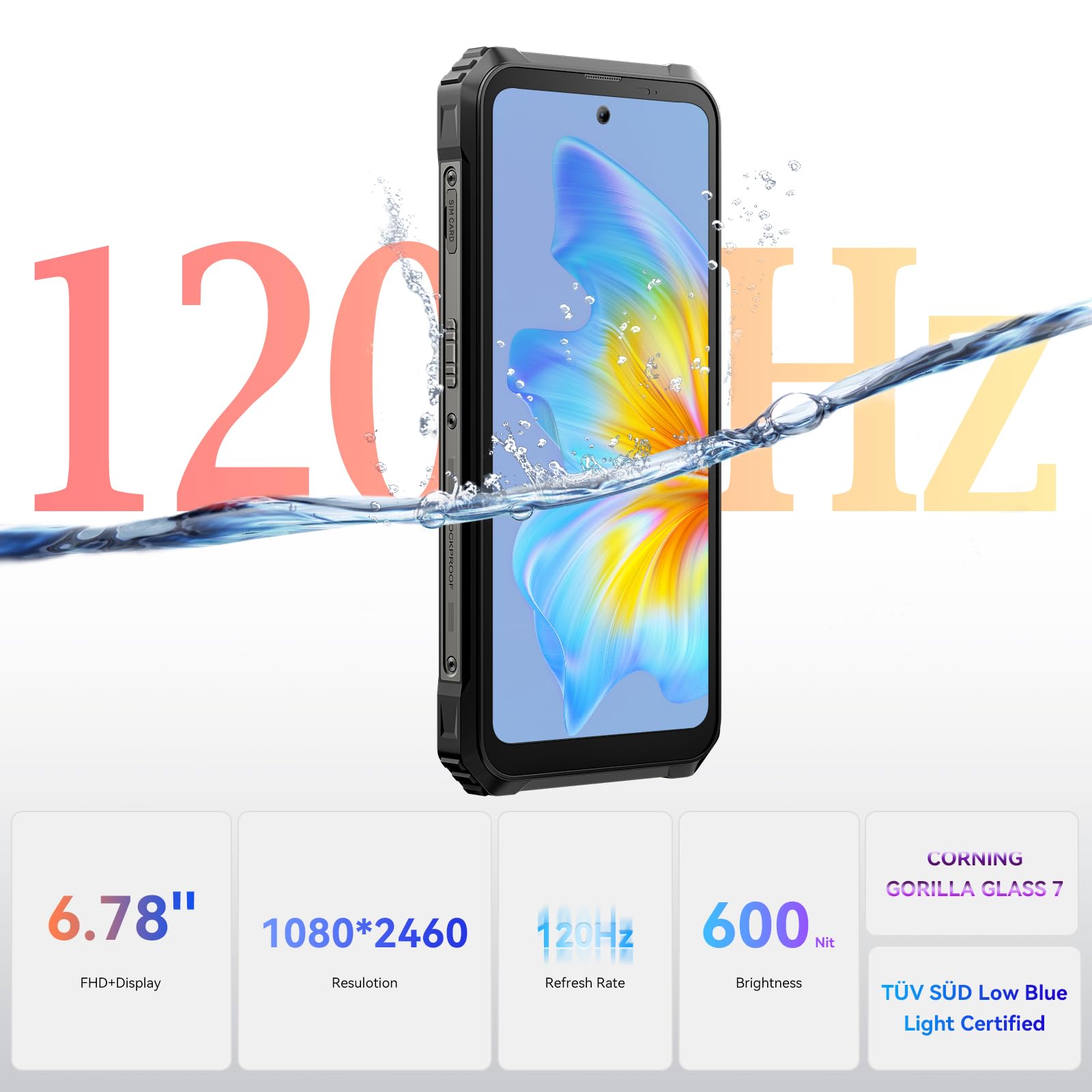 Blackview BL9000 Nietłukący się telefon komórkowy 5G, podwójny ekran 24 GB + 512 GB, Dimensity 8020/9-rdzeniowy GPU, 6,78" FHD+/120 Hz, 50 MP+50 MP, 8800mAh/120 W, smartfon do gier Android13, WIFI