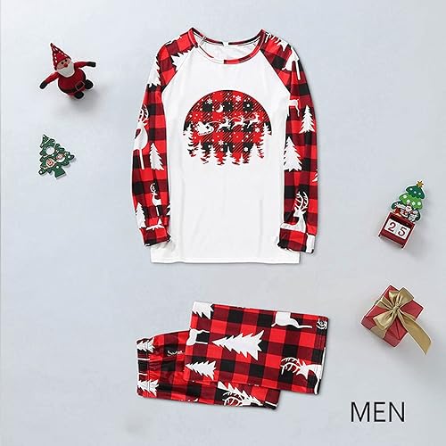 Miniatura 2 de BRKEWI Christmas Pajamas for Men 2023 Family Matching Pajamas Set Festive Buffalo Plaid Pj's Xmas Tee and Bottom Sleepwear