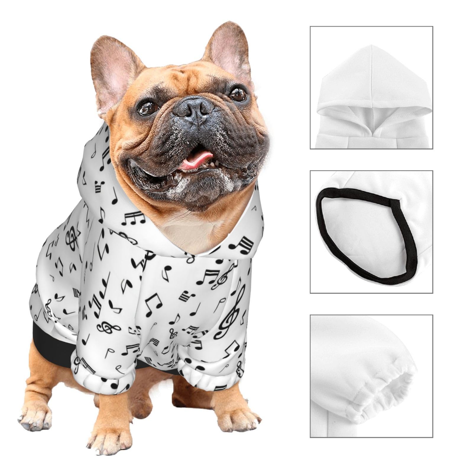 Amazon.co.jp: ドッグウェア 音符柄 ペット服 冬 パーカー 帽子付き 犬