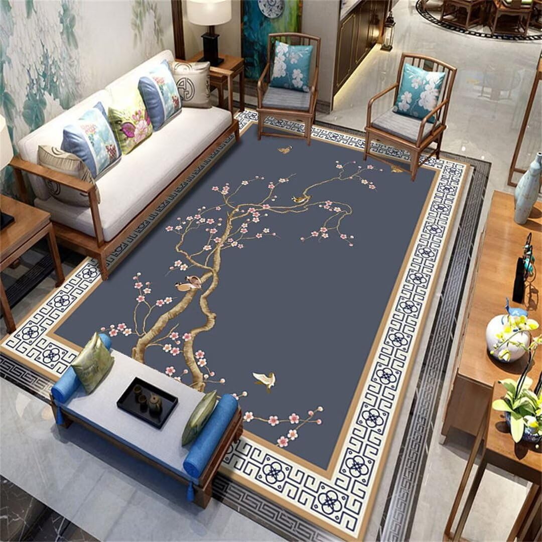 Tapis lavable en machine de salon gris 200x250cm style oriental