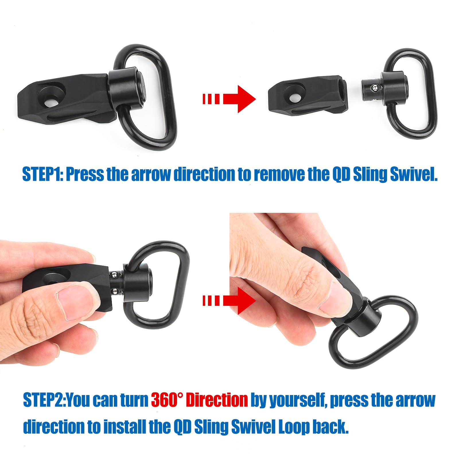 QD Sling Swivel Mount 30°Bevelled, Adattatore Tattico per Montaggio Fionda su Rotaia a Sgancio Rapido per Sistema Ferroviario MLOK/KEYMOD, Nero