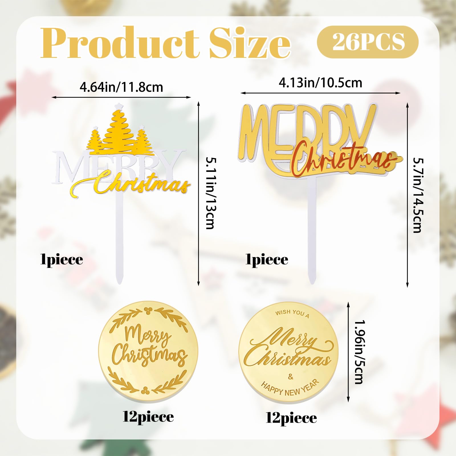 URROMA Merry Christmas Cupcake Toppers - Image 3