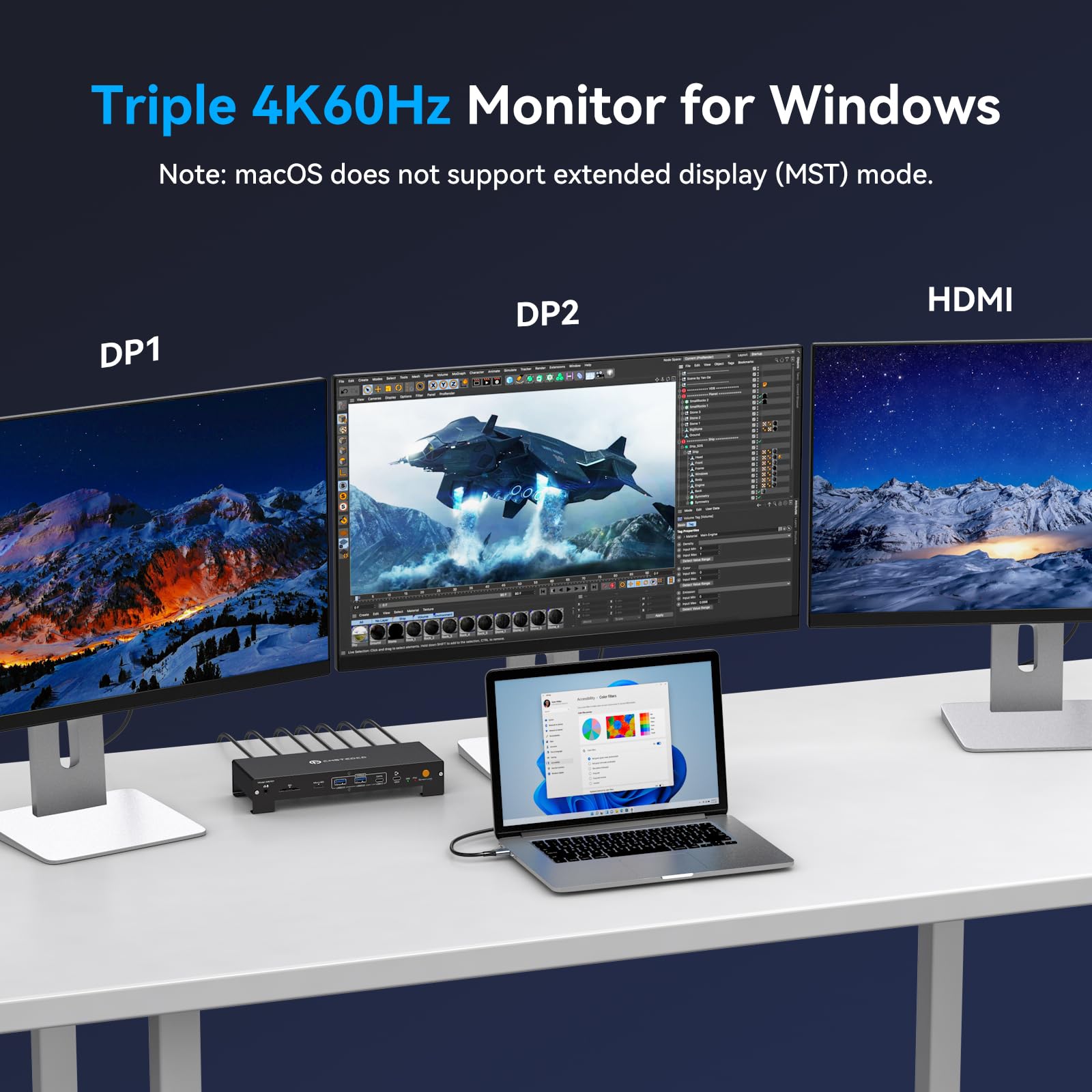 USB C Docking Station 15 en 1 Thunderbolt Docking Station 3 Pantalla 4K60Hz 100W Carga para Portátil, 10Gbps USB-C/A, MicroSD y SD, 3,5mm Compatible con Portátiles Mac Windows