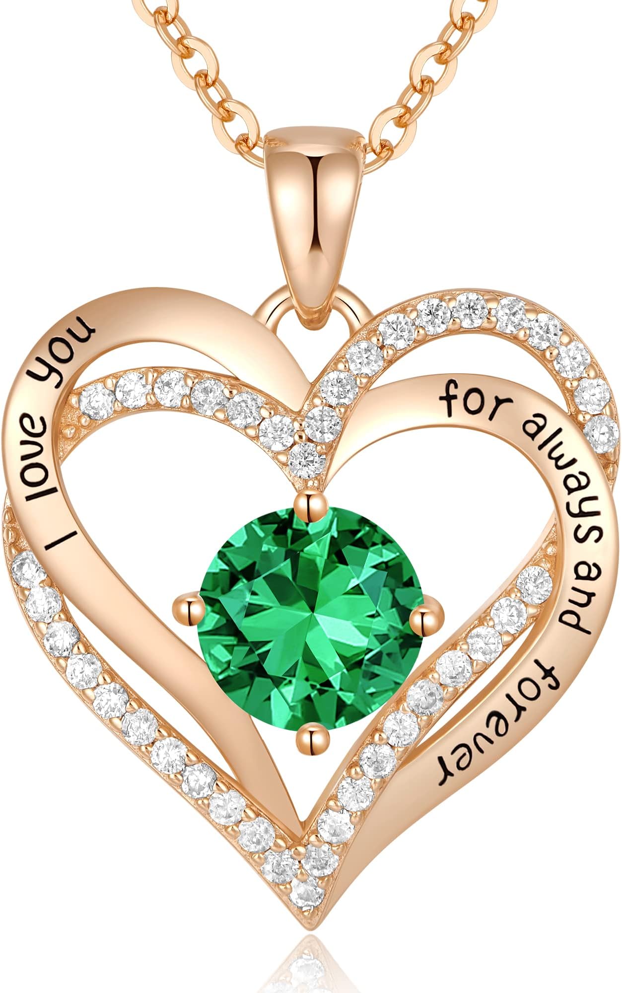 Mothers Day Gifts Forever Love Heart Necklaces for Women, Wedding Anniversary, Valentine's，Birthday Mothers Christmas Day Gifts for Mom, Mother, Wife, S925 Silver Jewelry with Birthstone Pendant
