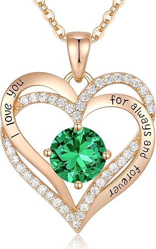 CDE Forever Love - Collares con dije en forma de corazón, de plata de ley925 y con piedra de nacimiento y circonia para mujer, regalo de aniversario