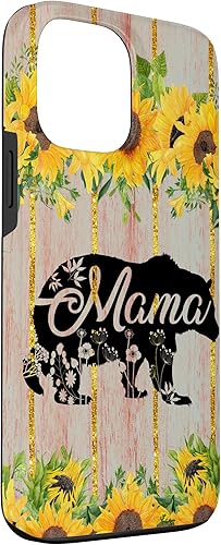 Miniatura 3 de Funda rústica para iPhone 13 Pro Max Mama Bear con diseño de girasoles de madera rústica