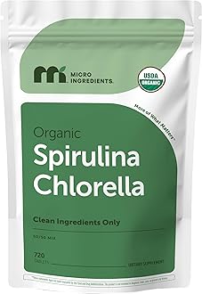 Organic Spirulina Chlorella Tablets, 720 Count | 4 Month Supply | 50/50 Algae Blend | Broken Cell Wall | Non-GMO, Filler Free
