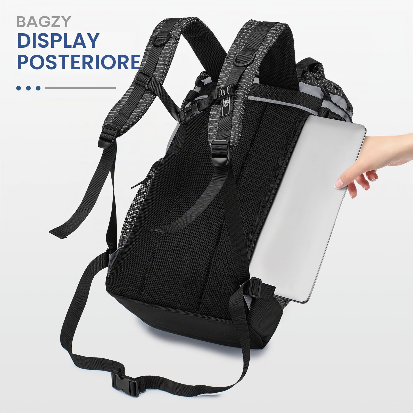 BAGZY Zaino Rolltop 17.3 Pollici Porta PC Lavoro Zaino per British Airways 40x30x15 Impermeabile Zaini da Viaggio con Compartimento per Laptop Zaini per Viaggio Scuola Campeggio Escursionismo Kaki