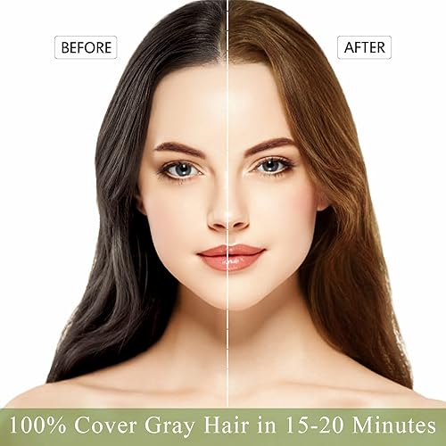 Miniatura 3 de GURKOOYD Champú de color para cabello gris, tinte natural 3 en 1 para mujeres y hombres, café de larga duración para oscurecer 16.9 fl oz (café)