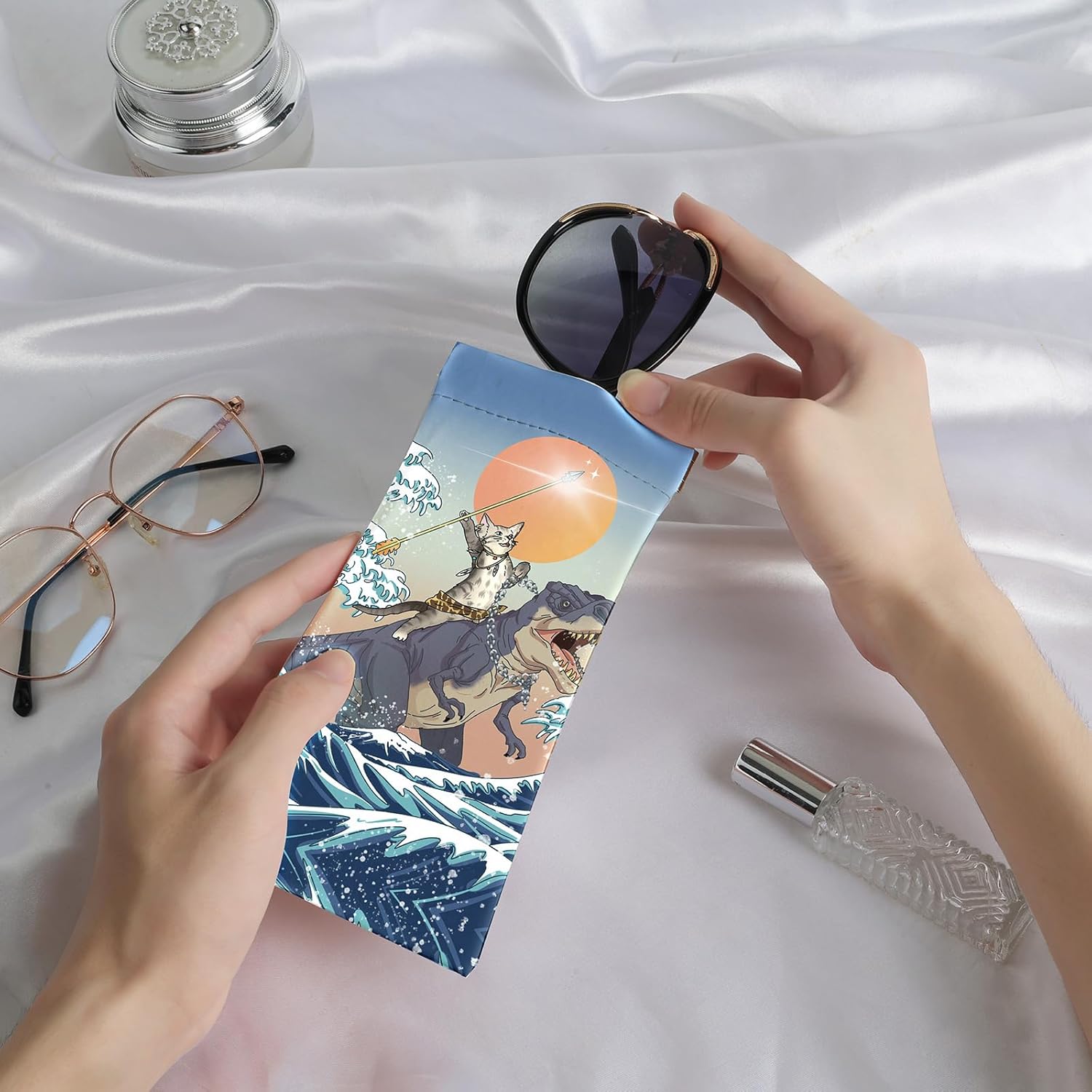 2Pcs Sunglass Eyeglass Glasses Case Soft PU Leather with Cleaning Cloth Cute Glasses Pouch Bag for Men Women Girs - Image 7