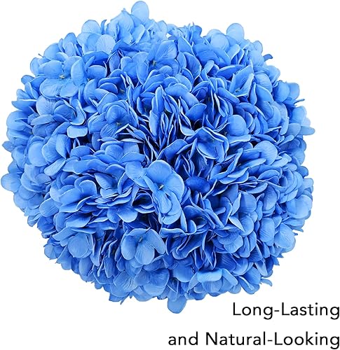 Miniatura 8 de Softflame Flores ArtificialesFalsasSintéticas - Ramo de Hortensias Color Azul Claro, Paquete de 5, Total 20 Cabezas, para Boda, Hogar, Fiesta,
