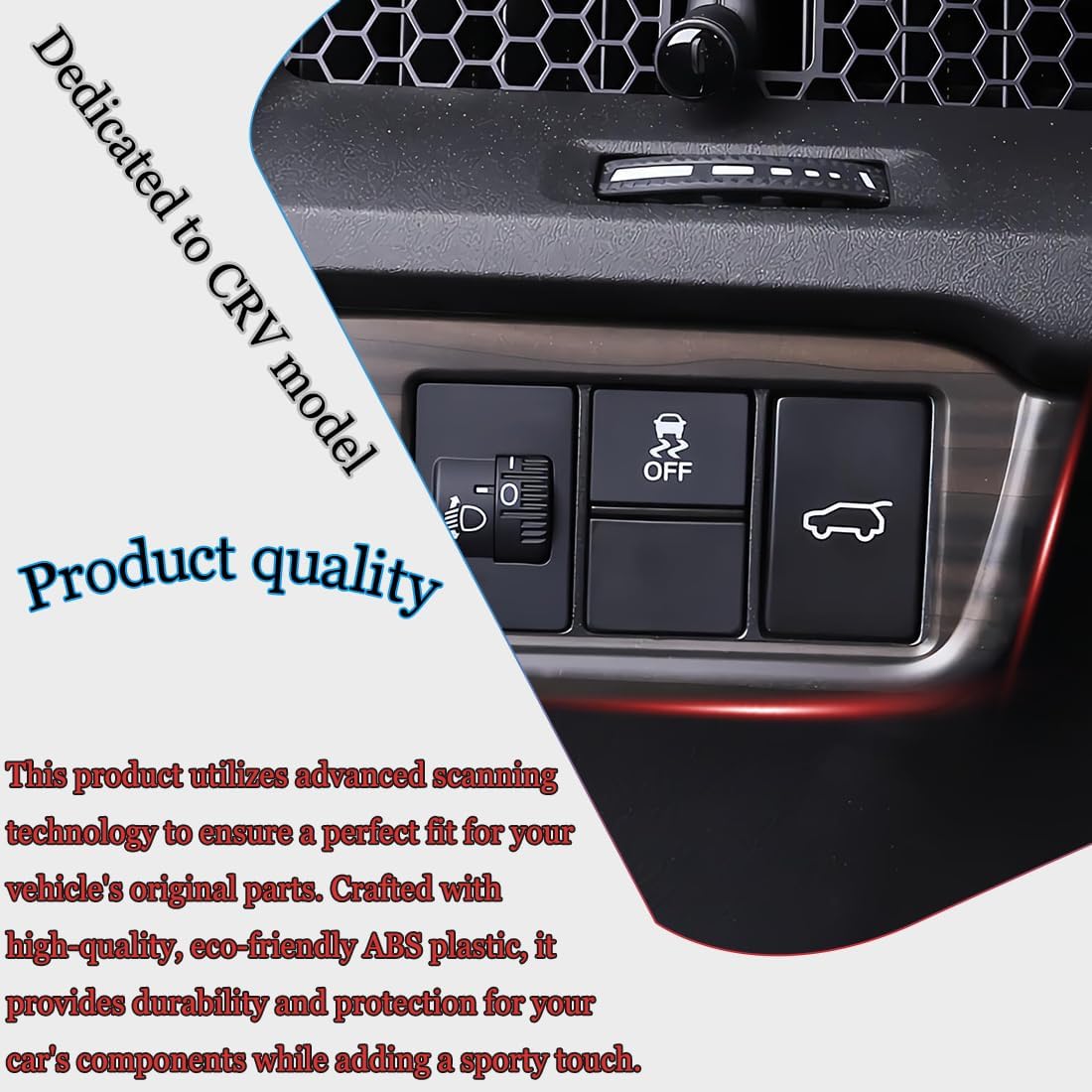 MUXEE 1PCS Car Headlight Switch Buttons Panel Cover Trim for Honda CRV 2023 2024 2025 2026 - ABS Wood Grain Sport Interior Accessories
